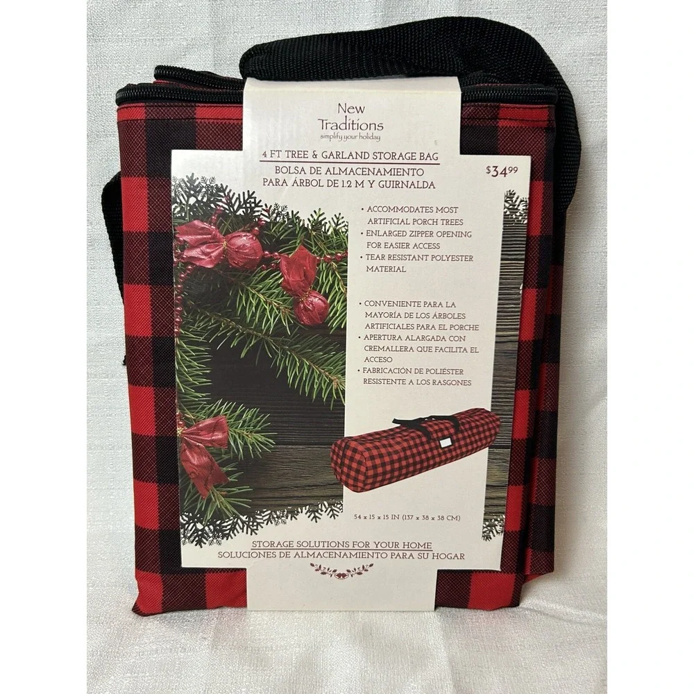 New Traditions 4ft Tree & Garland Storage Bag Plaid